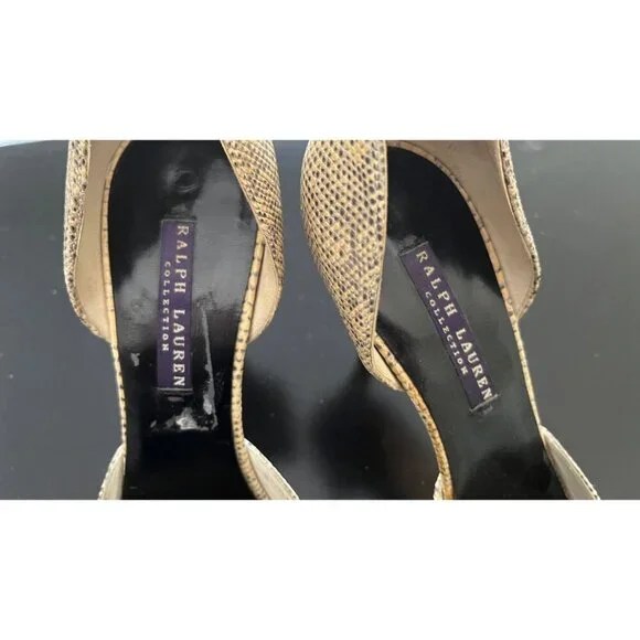 RALPH LAUREN PURPLE COLLECTION LIZARD D'ORSAY PEEP TOE HEELS 37 - Picture 5 of 10